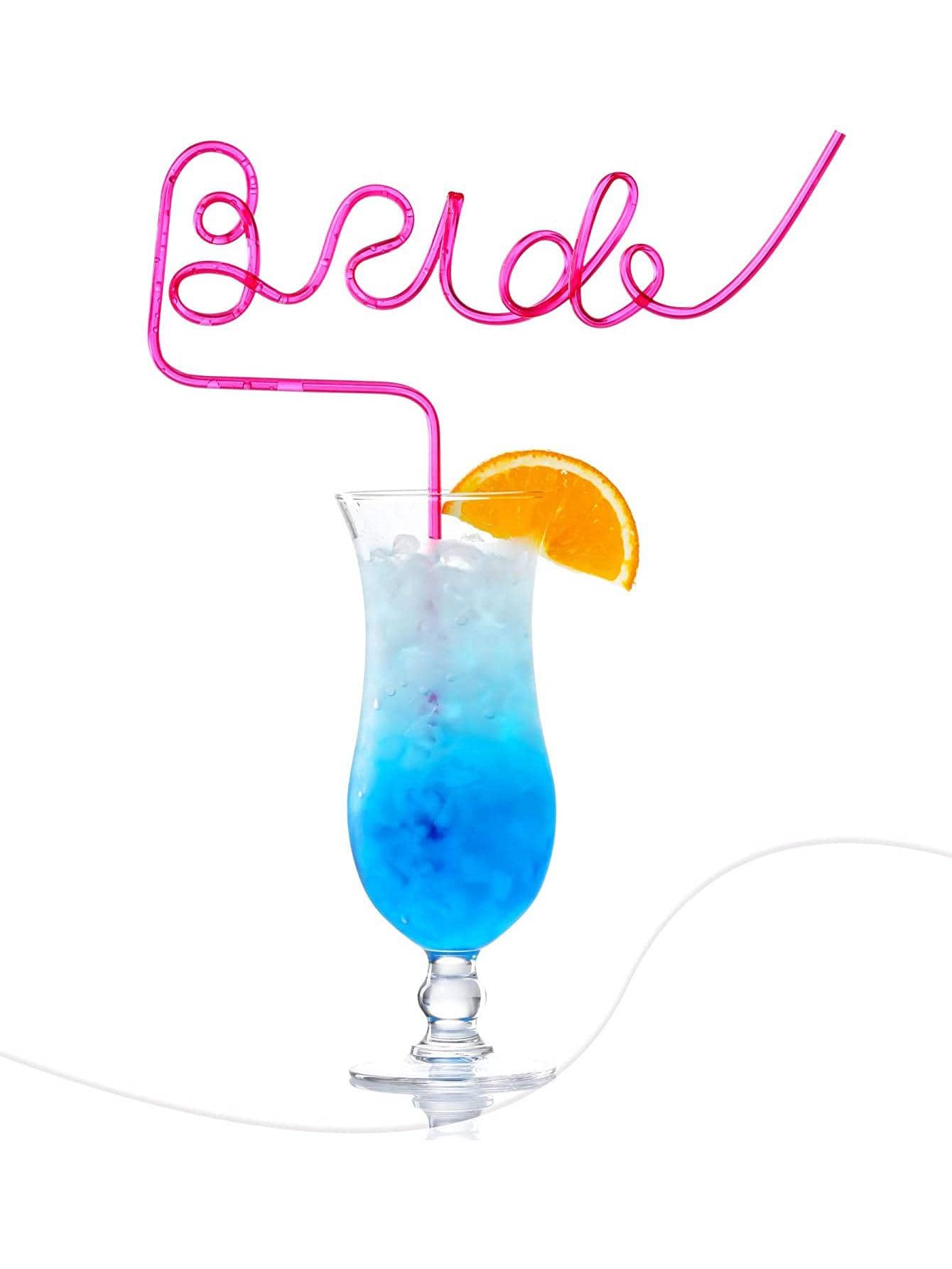 1 件可重复使用的单身派对白色新娘吸管 | 新娘送礼会派对装饰品 | 新娘礼物水钻戒指吸管，圣诞节 - 粉色 - 查看 1