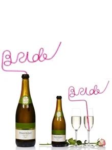 1 件可重复使用的单身派对白色新娘吸管 | 新娘送礼会派对装饰品 | 新娘礼物水钻戒指吸管，圣诞节 - 粉色 - 查看 3