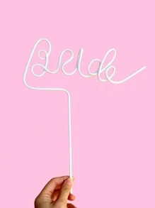 1 件可重复使用的单身派对白色新娘吸管 | 新娘送礼会派对装饰品 | 新娘礼物水钻戒指吸管，圣诞节 - 白色 - 查看 4