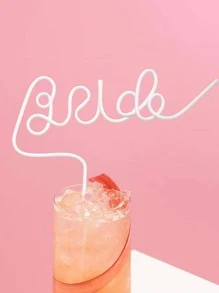 1 件可重复使用的单身派对白色新娘吸管 | 新娘送礼会派对装饰品 | 新娘礼物水钻戒指吸管，圣诞节 - 白色 - 查看 2