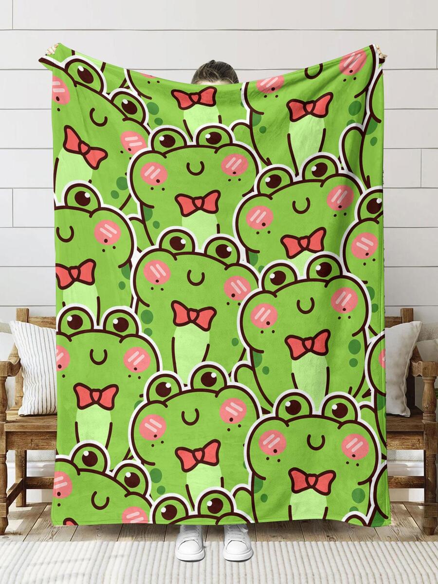 1 Chăn Họa Tiết Hoạt Hình Ếch Dễ Thương Chất Liệu Vải Đa Kích Thước Chăn Giữ Ấm Cho Gia Đình - Nhiều màu - Xem 1