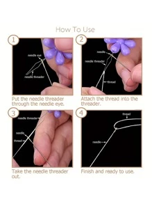10入組花朵設計隨機穿針機 - 彩色 - 查看 2