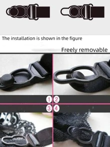 1pair Black Sexy Lace Trimmed Garter Belt Stocking - Pink - View 6