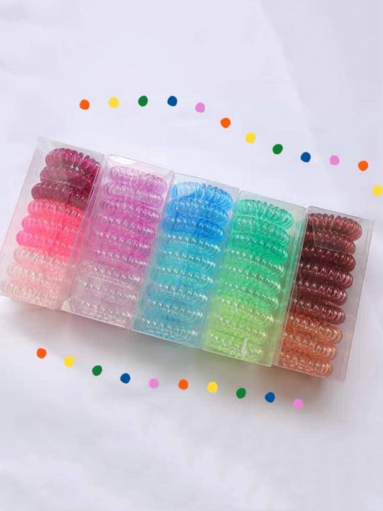 45入組女士素色休閒線圈髮繩適用於日常生活 - 彩色 - 查看 1