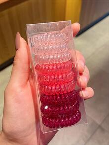 45入組女士素色休閒線圈髮繩適用於日常生活 - 彩色 - 查看 2