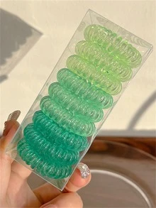 45入組女士素色休閒線圈髮繩適用於日常生活 - 彩色 - 查看 4