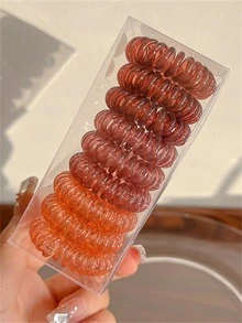 45入組女士素色休閒線圈髮繩適用於日常生活 - 彩色 - 查看 3