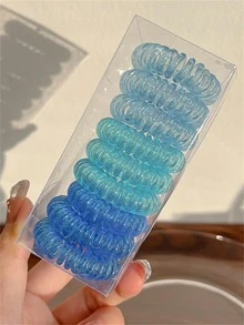 45入組女士素色休閒線圈髮繩適用於日常生活 - 彩色 - 查看 5