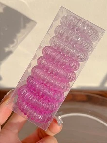 45入組女士素色休閒線圈髮繩適用於日常生活 - 彩色 - 查看 6