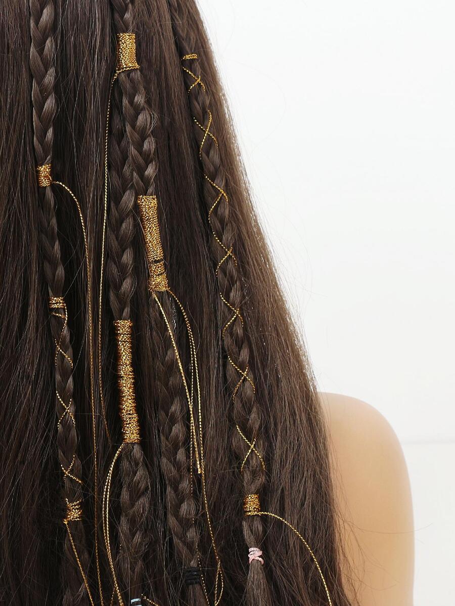 1pc Women Solid Casual Hair Braiding Thread For Daily Life - Gold - View 1