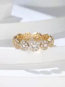 Vanel خاتم براقة زخرفة مكعب زركونيا للنساء الزخرفة اليومية قطعة واحدة