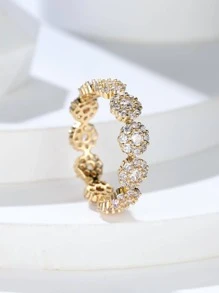 Vanel خاتم براقة زخرفة مكعب زركونيا للنساء الزخرفة اليومية قطعة واحدة