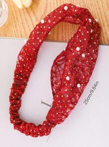 空心鏤空頭帶配飾珠子,寬邊壓頭髮,遮蓋白髮,女式發帶配件 - 紅色 - 查看 2