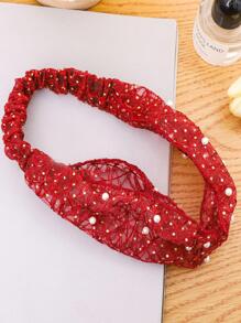 空心鏤空頭帶配飾珠子,寬邊壓頭髮,遮蓋白髮,女式發帶配件 - 紅色 - 查看 3