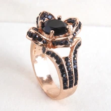 Nhẫn trang trí đá rhinestone - màu đen - Xem 1