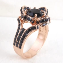 Nhẫn trang trí đá rhinestone - màu đen - Xem 4