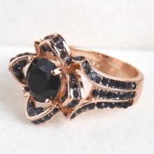 Nhẫn trang trí đá rhinestone - màu đen - Xem 3