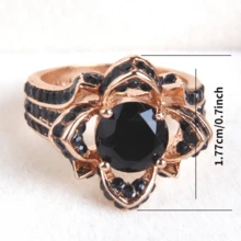 Nhẫn trang trí đá rhinestone - màu đen - Xem 2