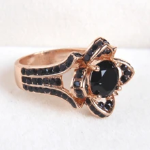 Nhẫn trang trí đá rhinestone - màu đen - Xem 5