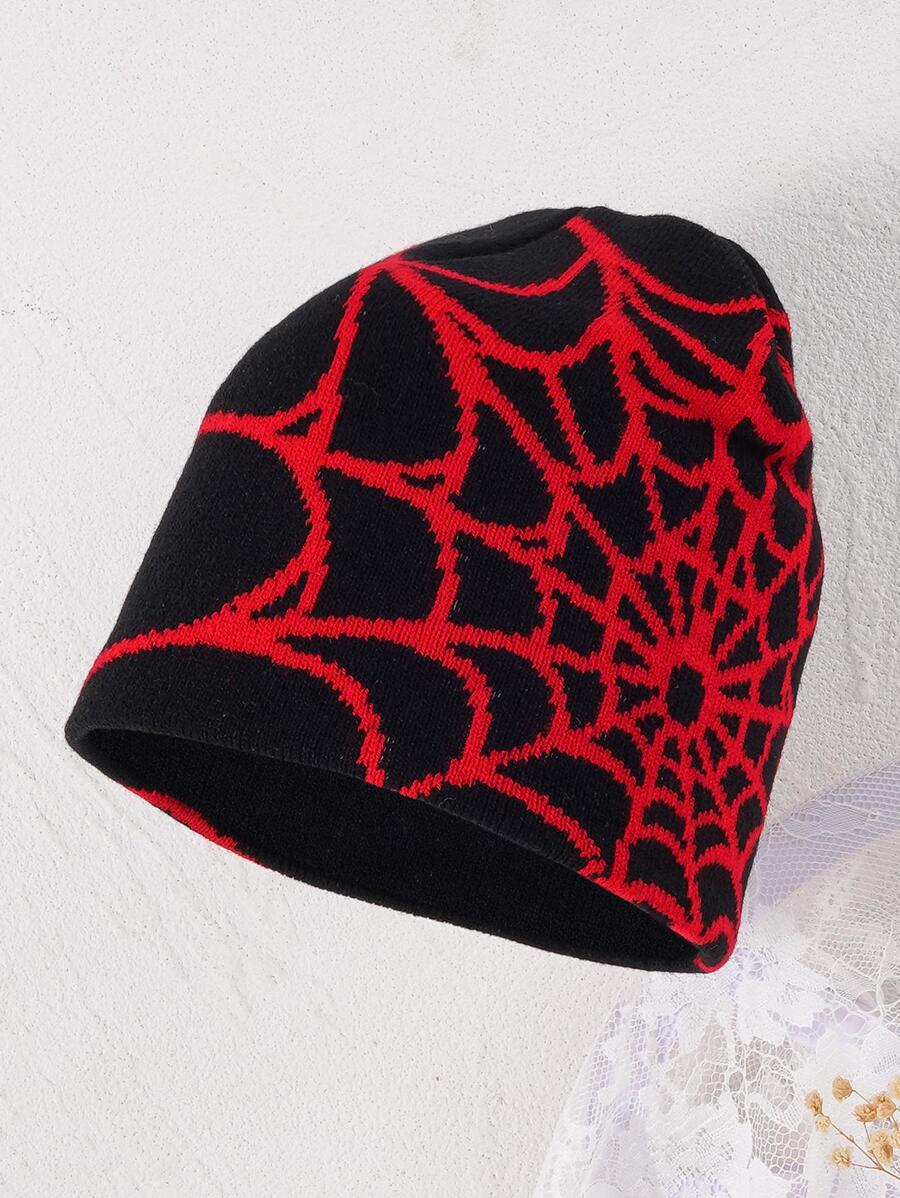 1pc Women Spider Web Pattern Casual Beanie For Daily Life - Multicolor - View 1