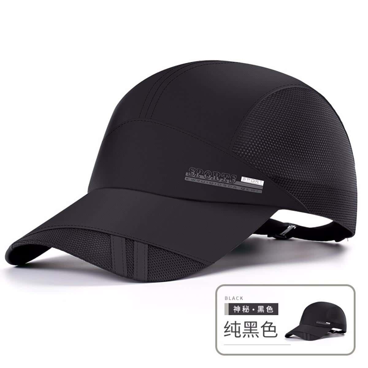 中性字母圖案透氣休閒棒球帽適用於日常生活 - 黑色 - 查看 1