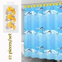 12 piezas Gancho para cortina de ducha con diseño de pato - Multicolor - Ver 2