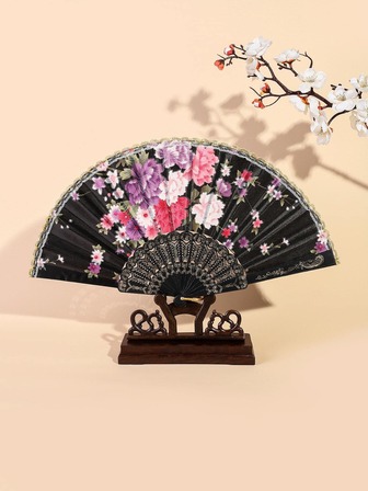 Breezier 1入組花朵圖案手動扇子