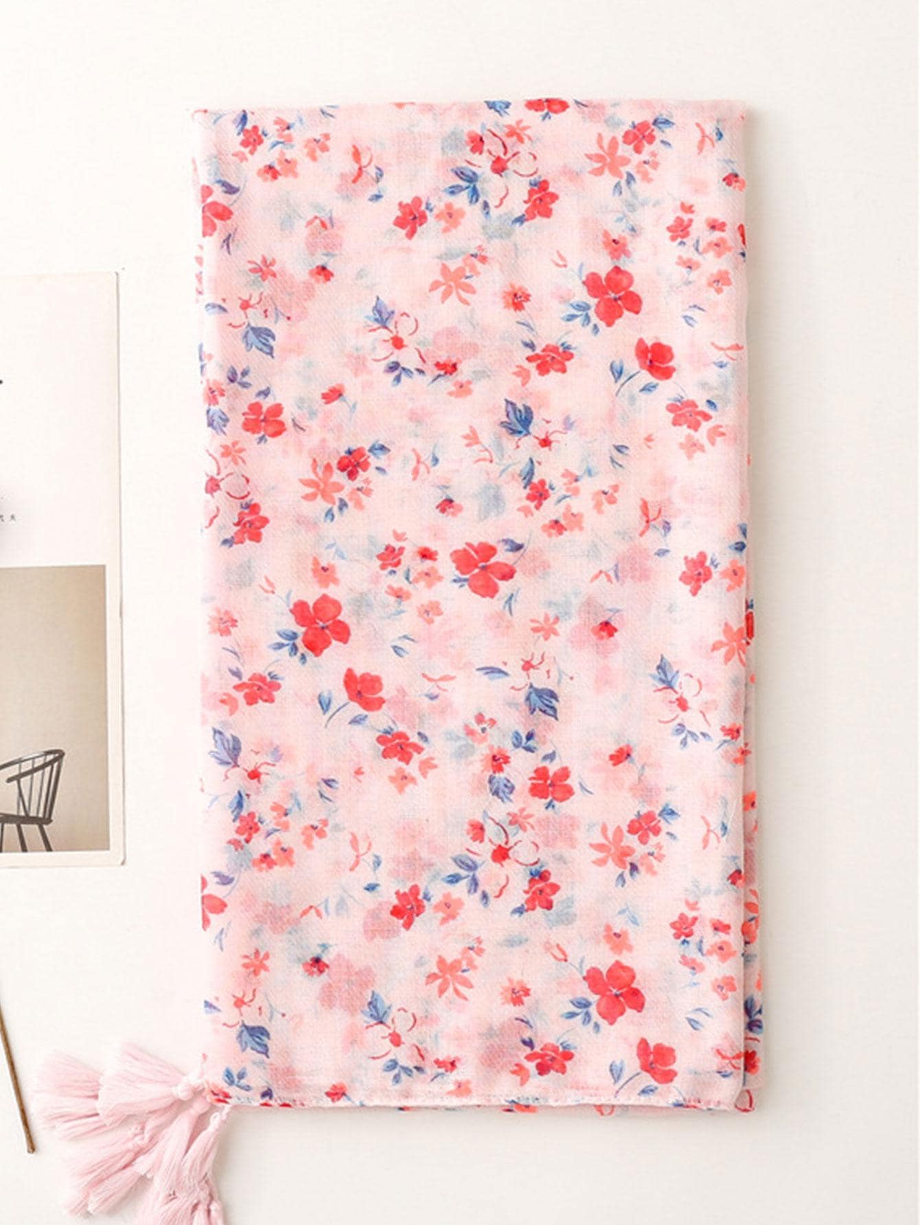 1 Pièce Foulard En Soie À Impression Simple Et Branchée - Multicolore - Voir 4