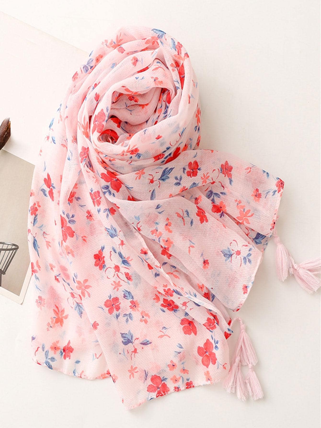 1 Pièce Foulard En Soie À Impression Simple Et Branchée - Multicolore - Voir 2