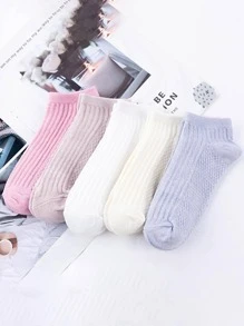 3pairs Women Random Color Solid Casual Ankle Socks For Daily Life