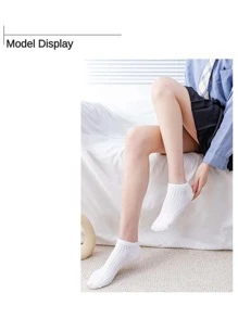 3pairs Women Random Color Solid Casual Ankle Socks For Daily Life