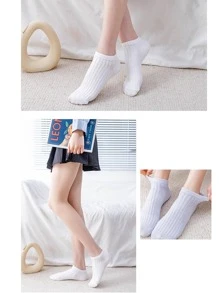 3pairs Women Random Color Solid Casual Ankle Socks For Daily Life