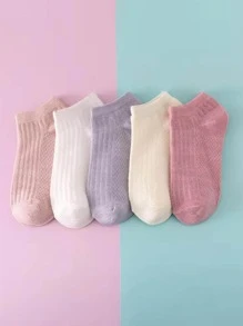 3pairs Women Random Color Solid Casual Ankle Socks For Daily Life