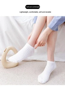 3pairs Women Random Color Solid Casual Ankle Socks For Daily Life