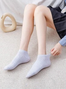 3pairs Women Random Color Solid Casual Ankle Socks For Daily Life