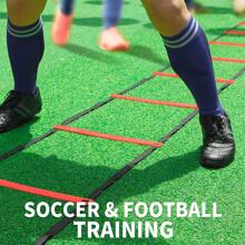 12 級敏捷梯，適用於足球、速度、帶手提包的足球訓練、健身足部訓練器材 - 紅色 - 查看 4