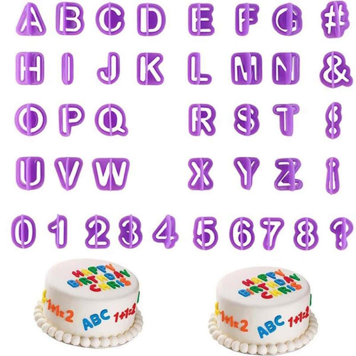 40pcs/ Pack Alphabet Cake Molds Cookie Cutter Figure Letter DIY Fondant Mold Number Sugar Cake Mould Baking Decorating Kitchen Tools - Apricot - View 1