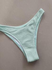Plain Scoop Neck Bikini Set For Summer Beach - Mint Green - View 4