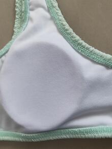 Plain Scoop Neck Bikini Set For Summer Beach - Mint Green - View 2