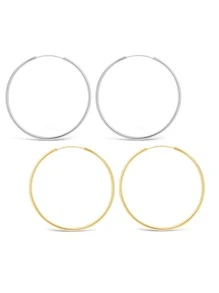 SYMFNY Khuyên tai vòng không mối nối bằng bạc Sterling 925, kích thước 13mm/25mm/30mm/40mm/70mm, 1 đôi, phiên bản mùa lễ hội. - cao 7 cm đánh bóng - Xem 2