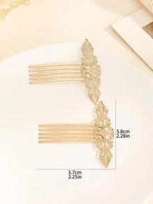 2入組翅膀裝飾髮夾 - 金色 - 查看 2