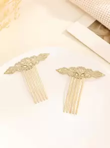 2入組翅膀裝飾髮夾 - 金色 - 查看 1