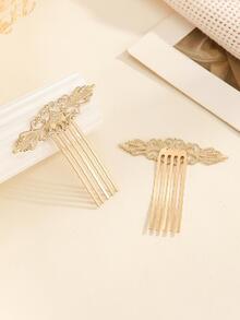 2入組翅膀裝飾髮夾 - 金色 - 查看 5