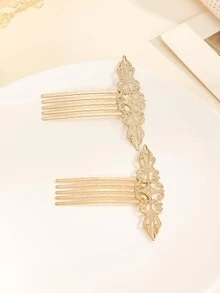 2入組翅膀裝飾髮夾 - 金色 - 查看 3