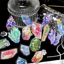20pcs Holographic Crystal Pattern Assorted Sticker, Creative Multi-Purpose Sticker For DIY Craft, Scrapbooking Back To School - Pink - View 1