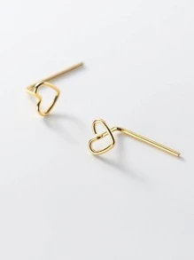 Pendientes con adorno de corazón plata esterlina - Dorado - Ver 5