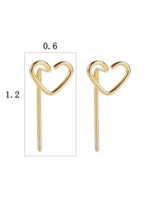 Pendientes con adorno de corazón plata esterlina - Dorado - Ver 7