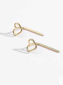 Pendientes con adorno de corazón plata esterlina - Dorado - Ver 6