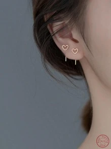 Pendientes con adorno de corazón plata esterlina - Dorado - Ver 1