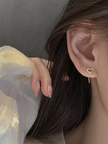 Pendientes con adorno de corazón plata esterlina - Dorado - Ver 4